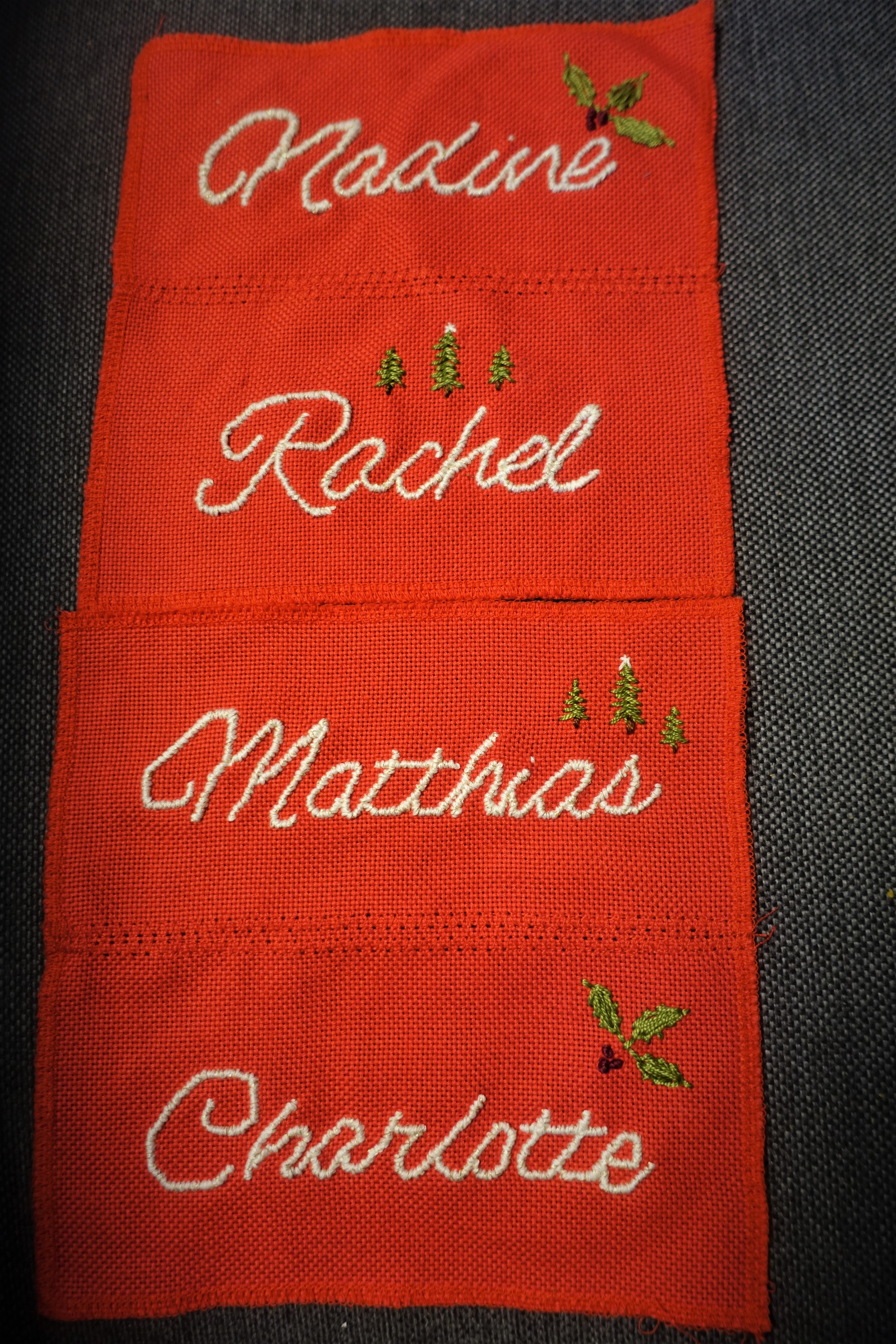 Stitches to show the owner of the gift sack